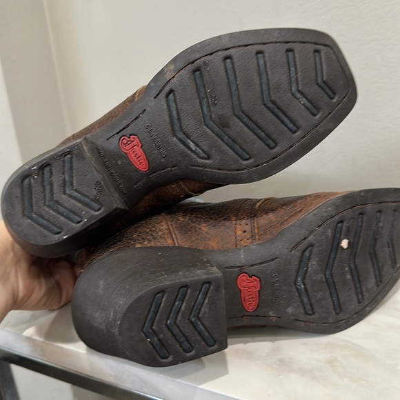 Justin Cowgirl Western Dark Brown Rawhide Boots L7305 Size 7 B Brown,Steel Blue - Picture 12 of 12